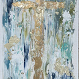 Gold & Blue Cross Framed Art 12x18