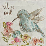 Hummingbird It Is Well Square Pillow